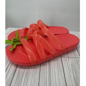 Crocs‎ Splash Glossy Strappy Slide Sandals Women's Size 9 Coral New